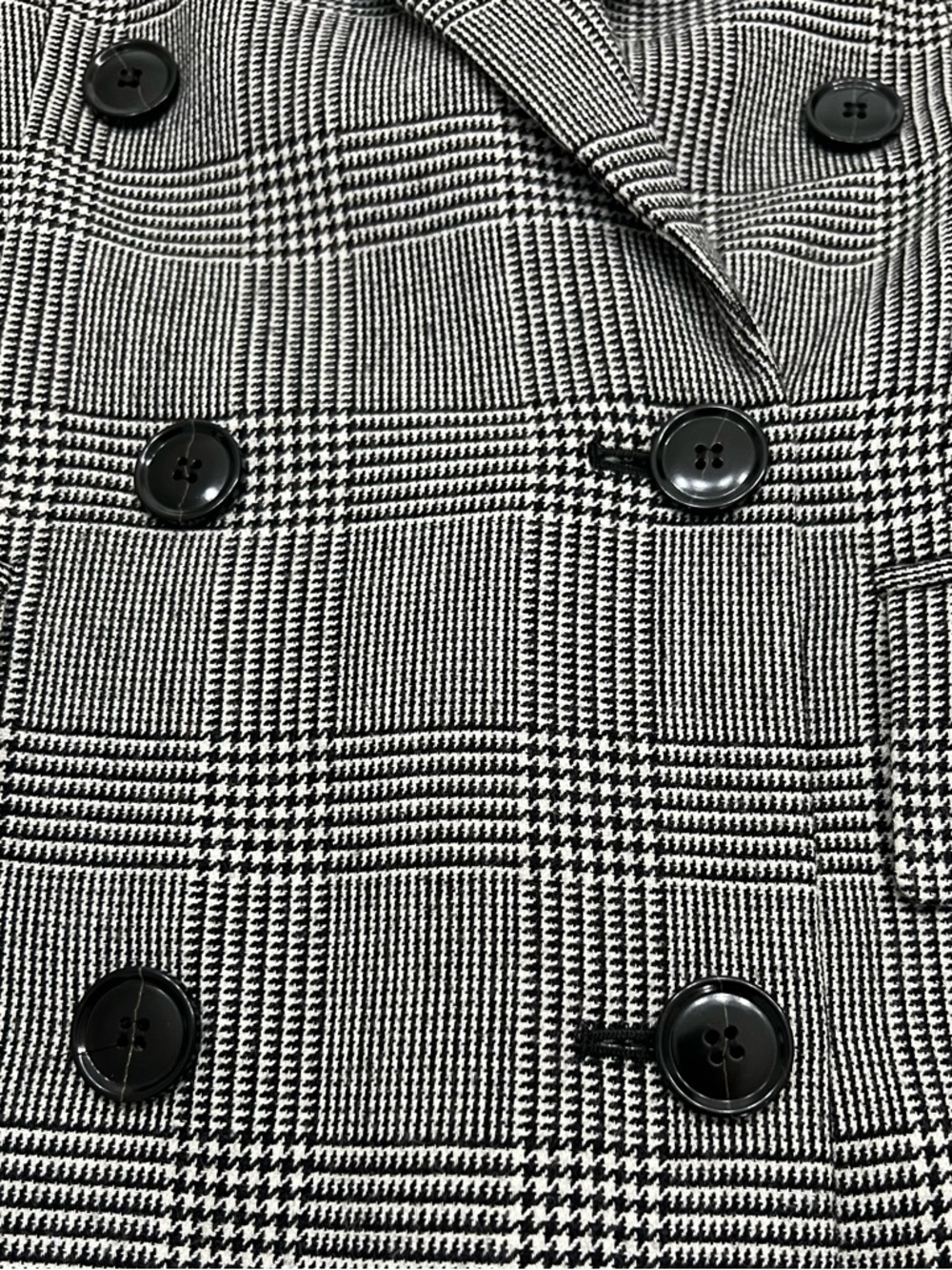 Frame Double Breasted Houndstooth Plaid Blazer in Noir Multi Size Medium - Picture 8 of 12